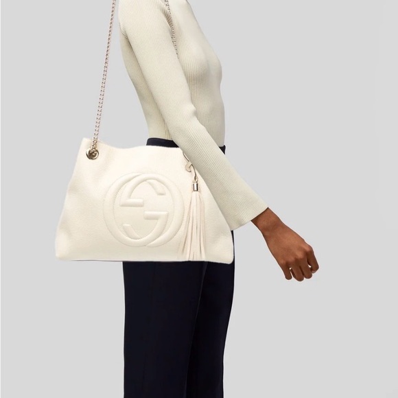 Gucci Soho Pebbled Calfskin Leather Shoulder Bag with Tassel - Picture 8 of 8